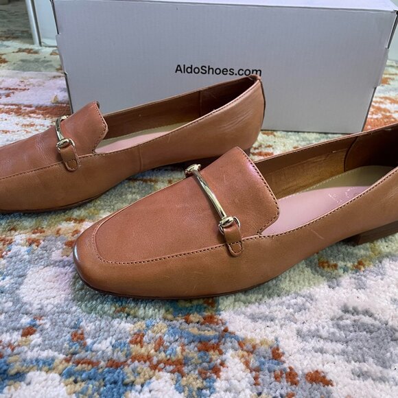 Aldo Pillow Walk Tan Leather Loafers - Picture 2 of 4